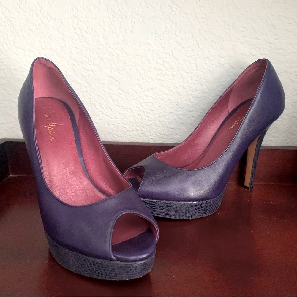 Cole Haan Mariela Plum Leather Heel, size 8